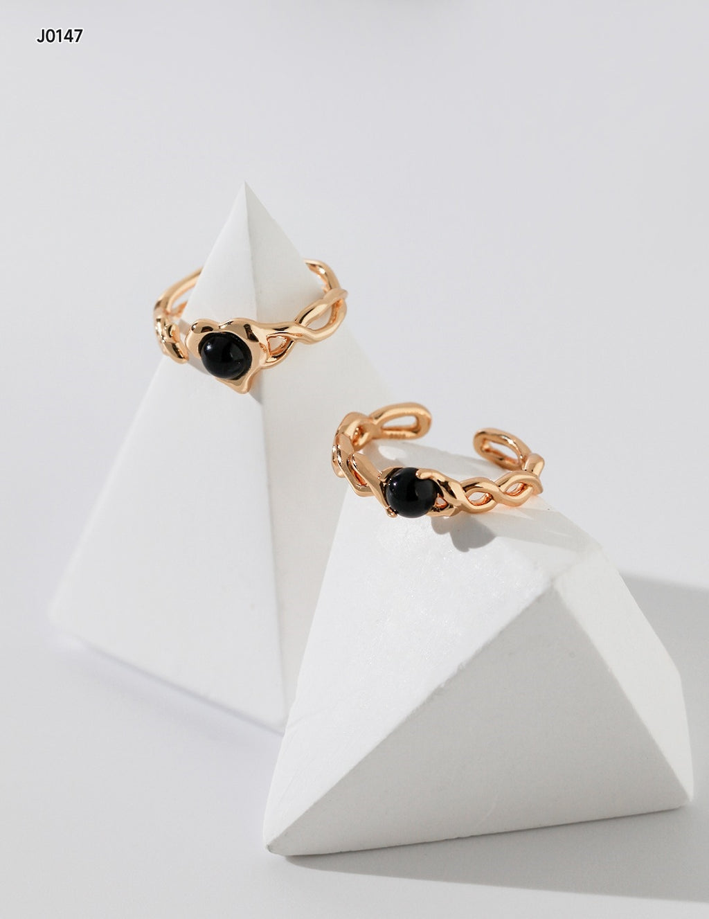 S925  wave ring black drip graze