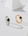 S925  wave ring black drip graze